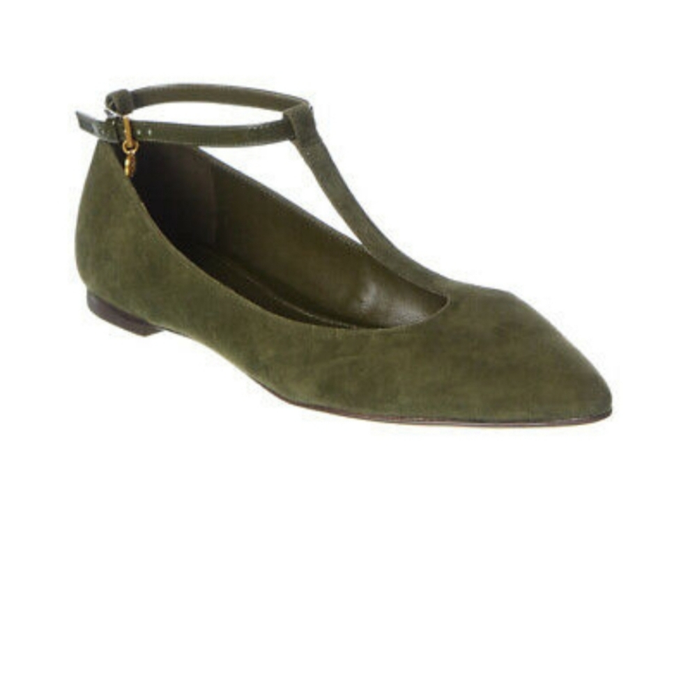 Tory Burch Suede Ashton Green Flats Sz 5M